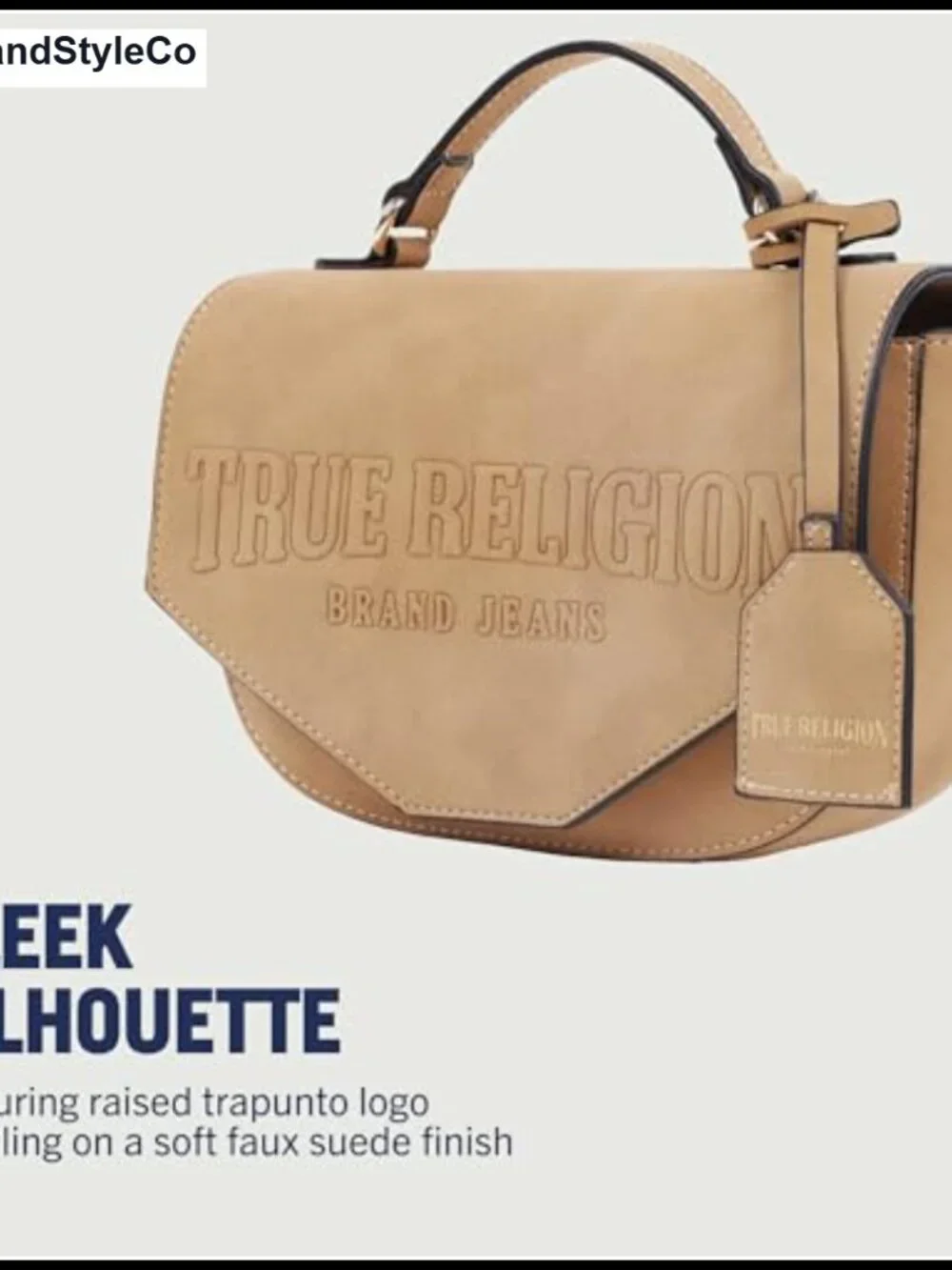 True Religion Crossbody Bag Faux Suede Gold Hardware